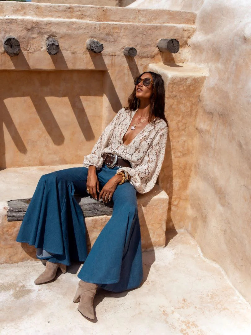 Jean rétro évasé taille haute 