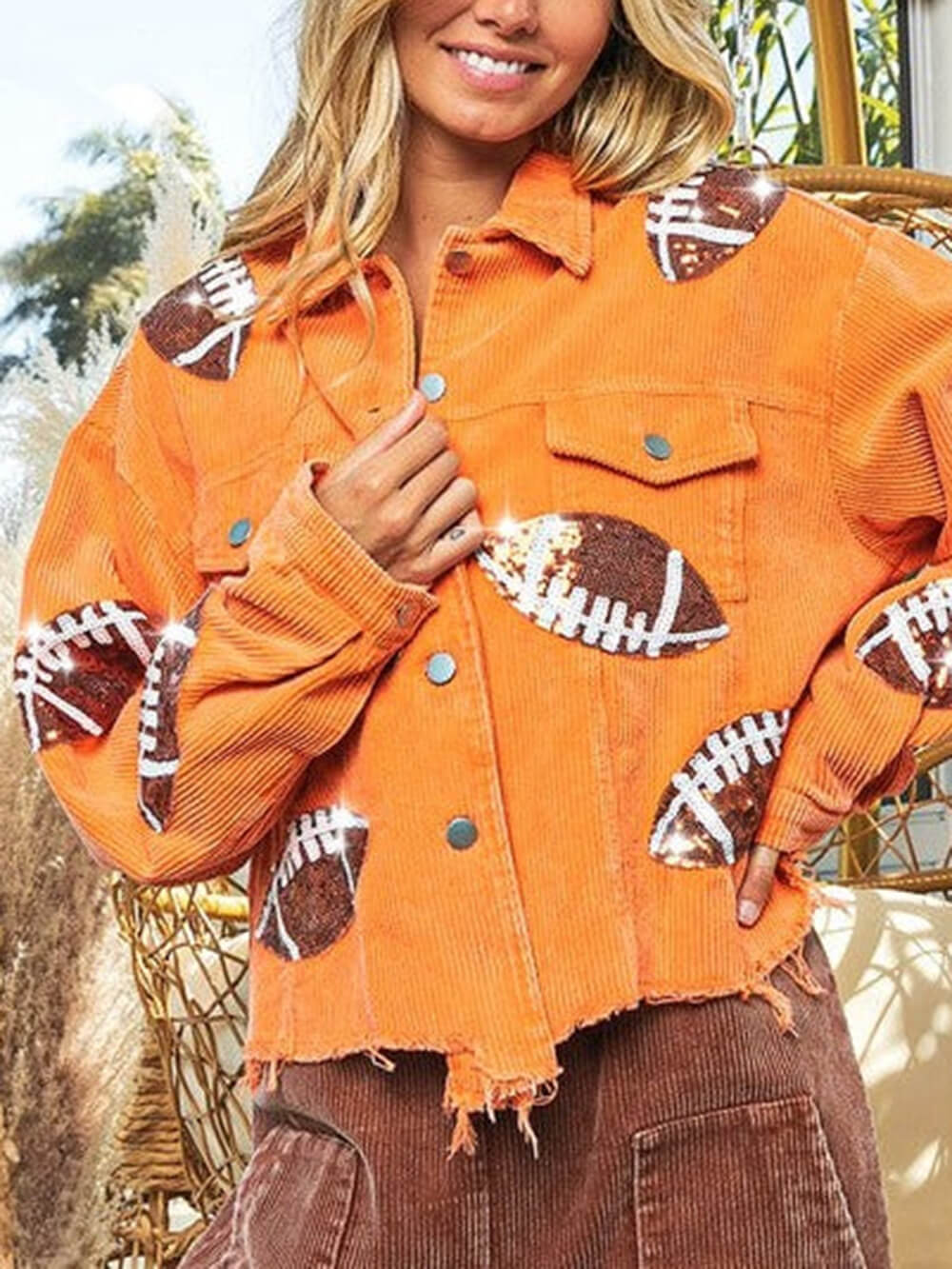 Veste à sequins à simple boutonnage pour les jours de match de rugby