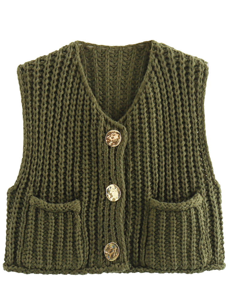 Gilet sans manches court en maille
