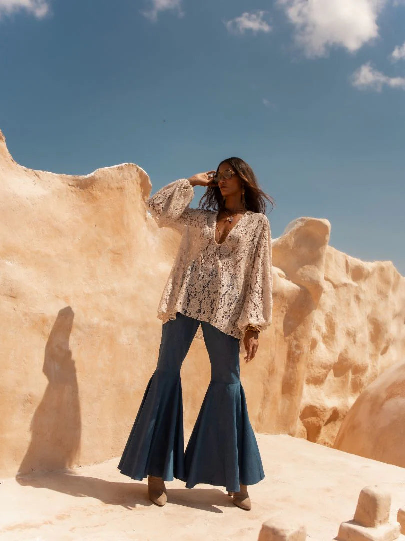 Jean rétro évasé taille haute 