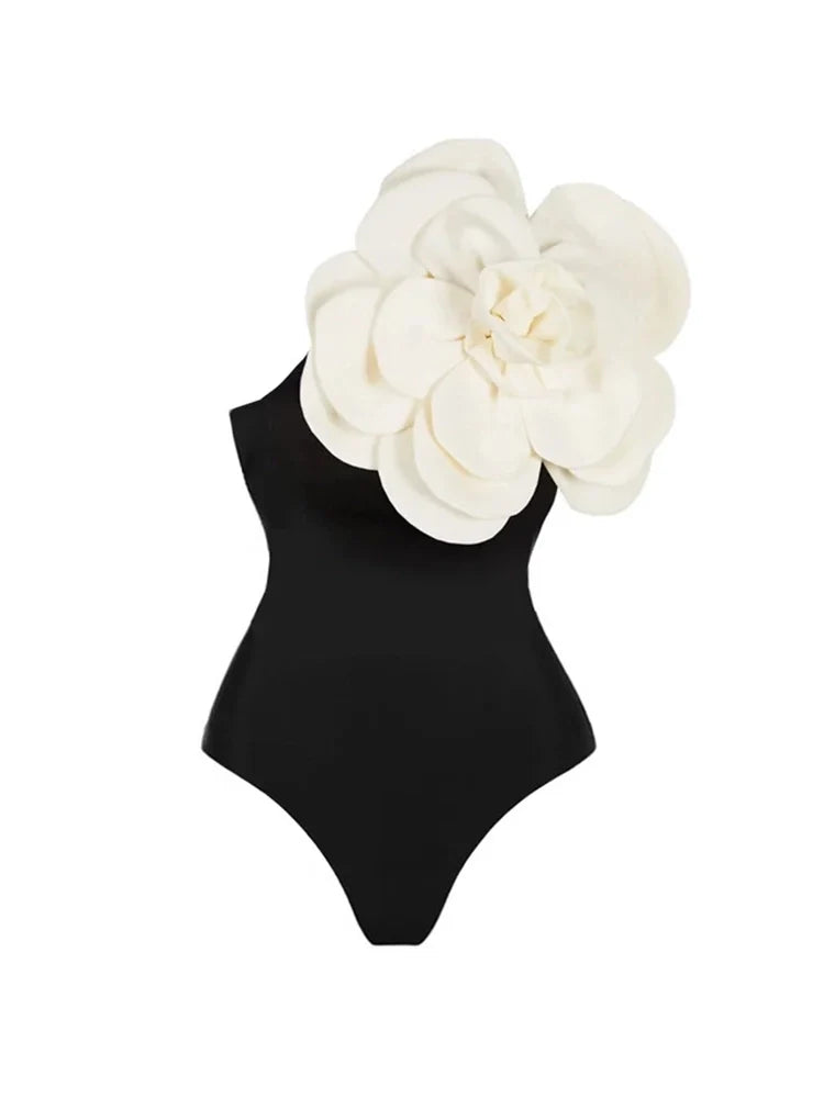 Maillot de bain une pièce à motif floral 3D