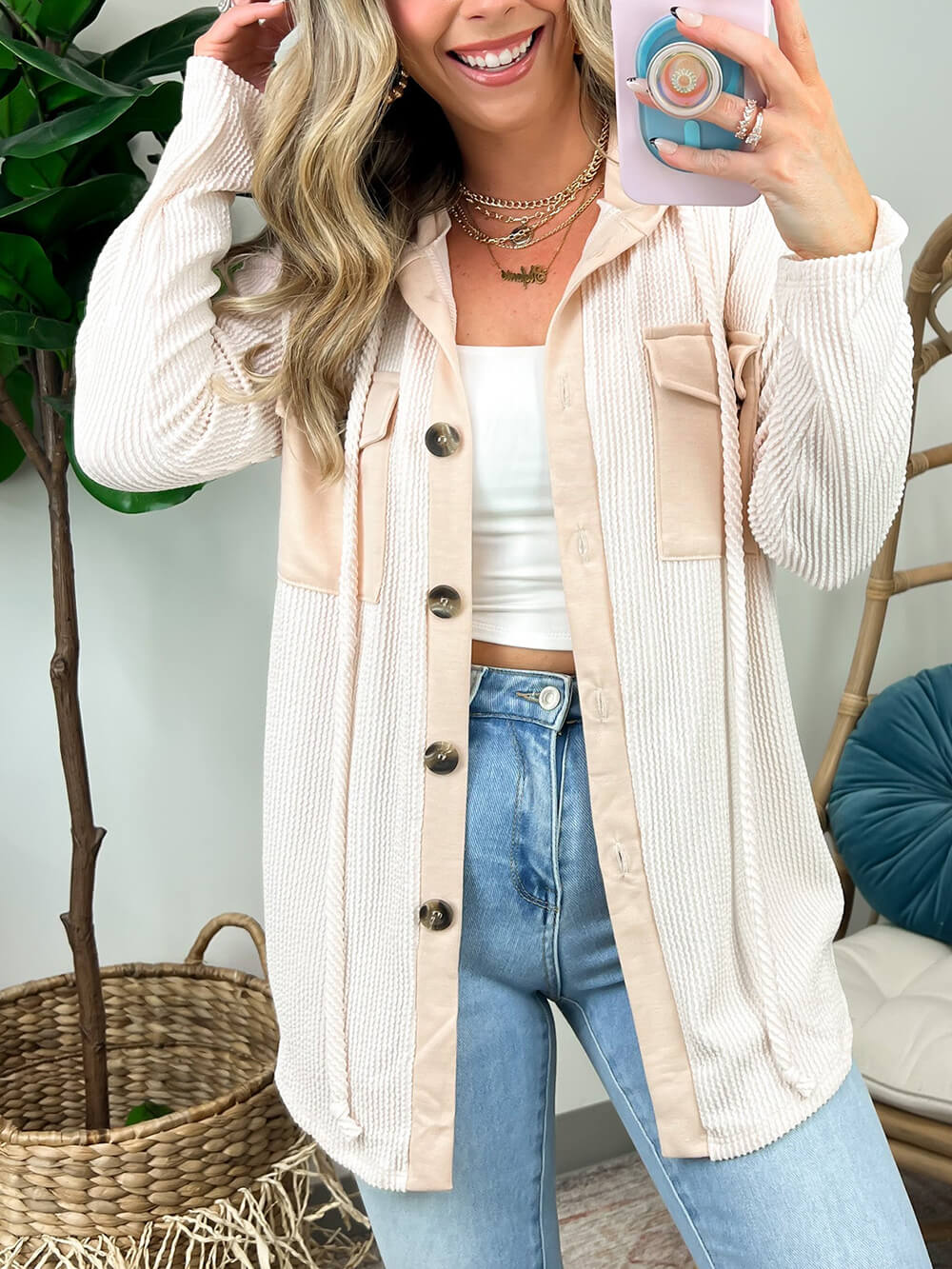 Surchemise à capuche côtelée Saturday Satisfaction