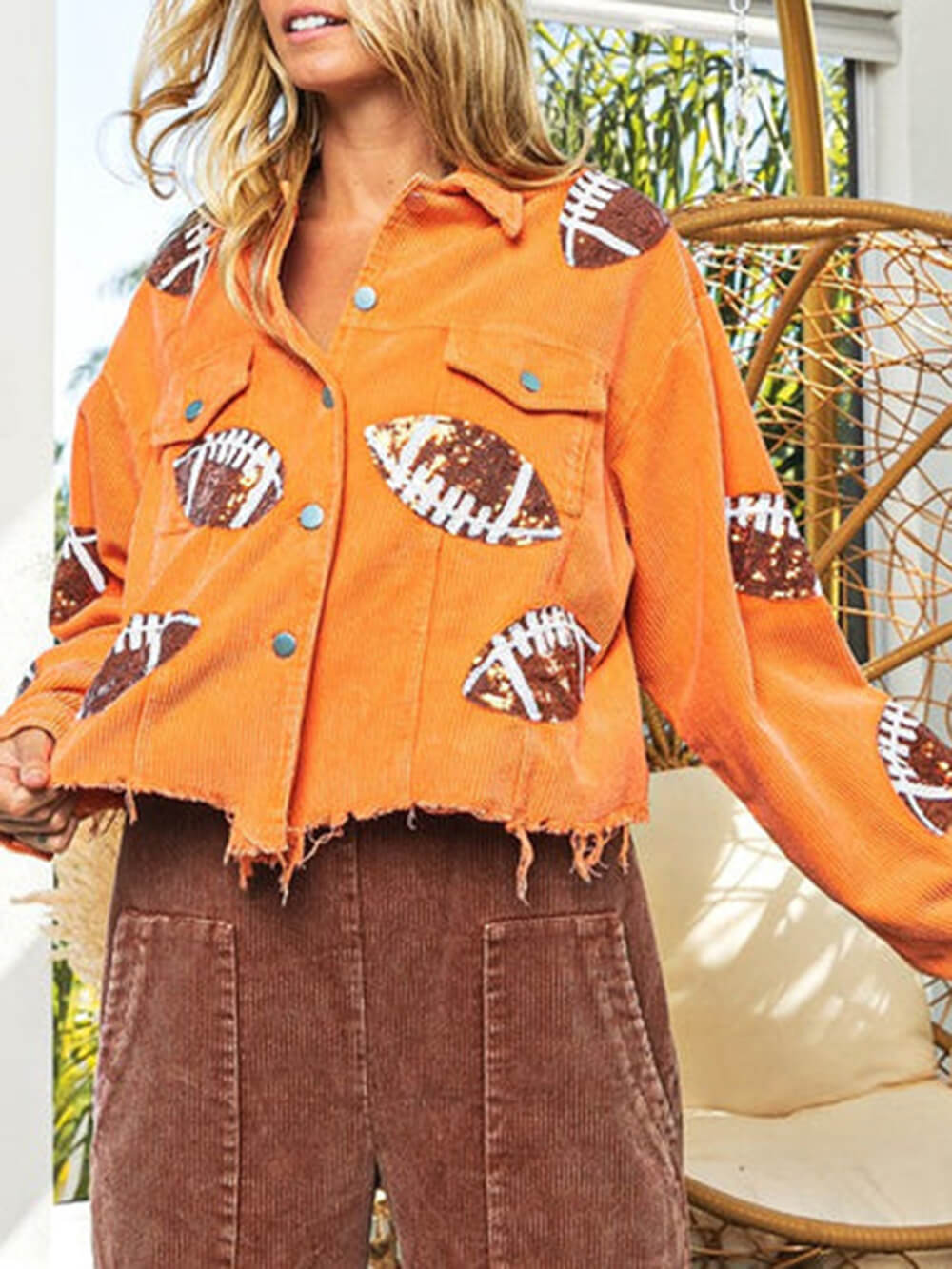 Veste à sequins à simple boutonnage pour les jours de match de rugby