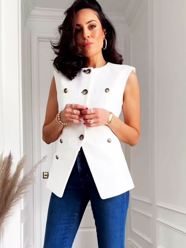 Veste sans manches unie décontractée