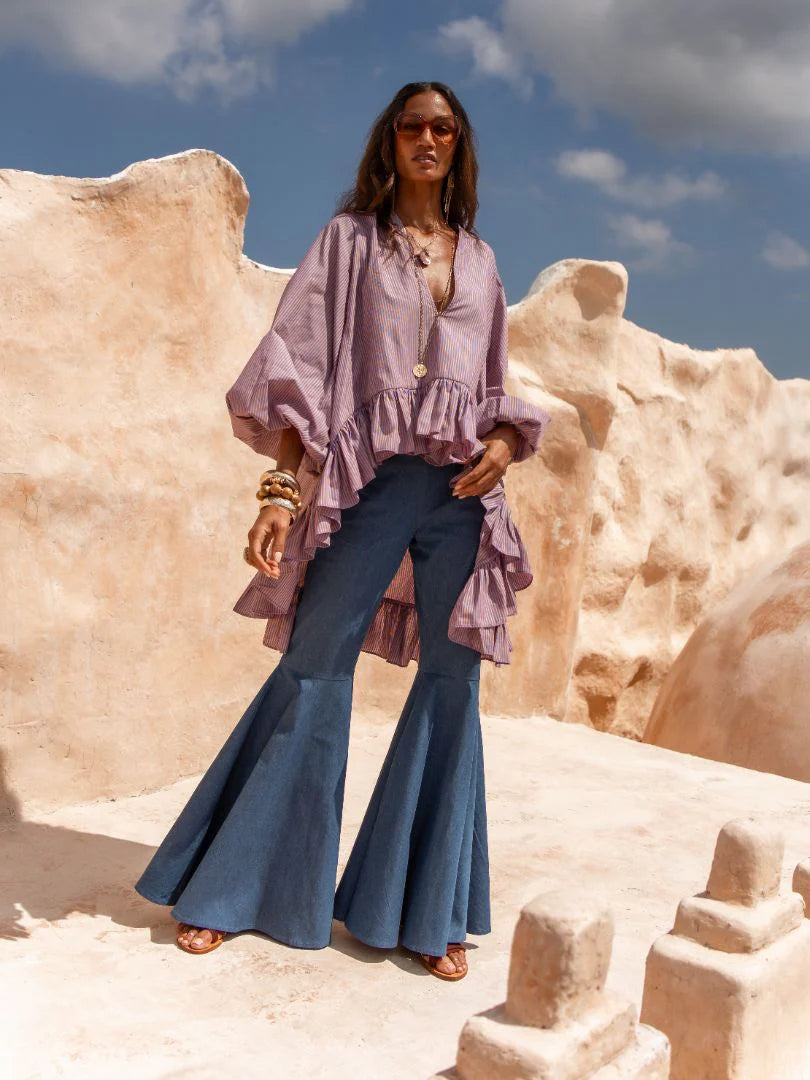 Jean rétro évasé taille haute 