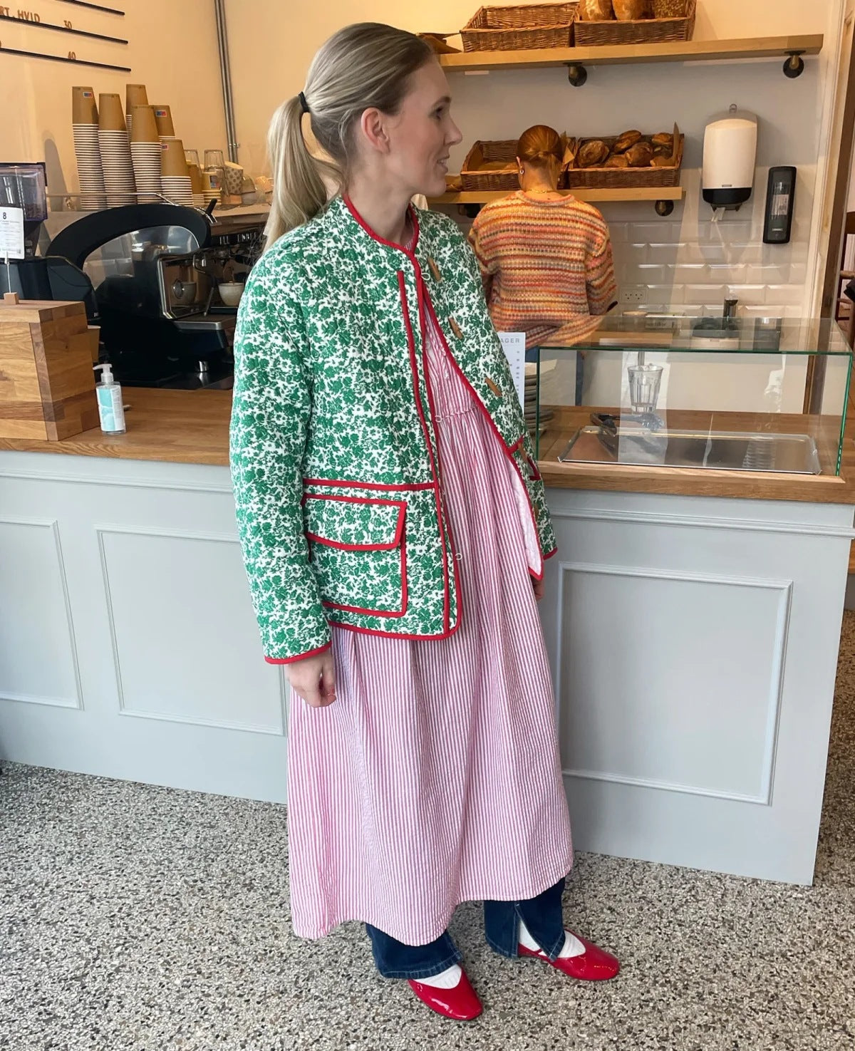 Veste patchwork à imprimé floral