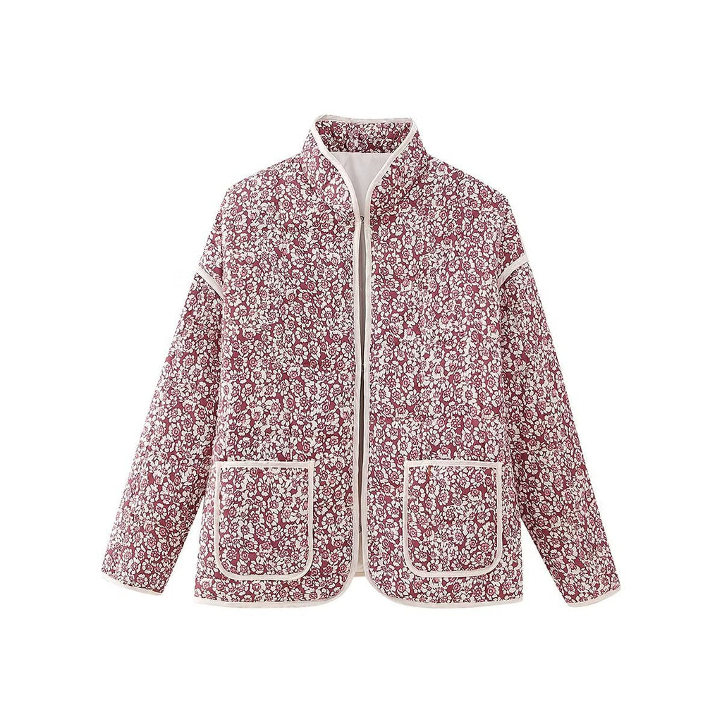Veste en coton à petits motifs floraux et pince de poche, épaules tombantes