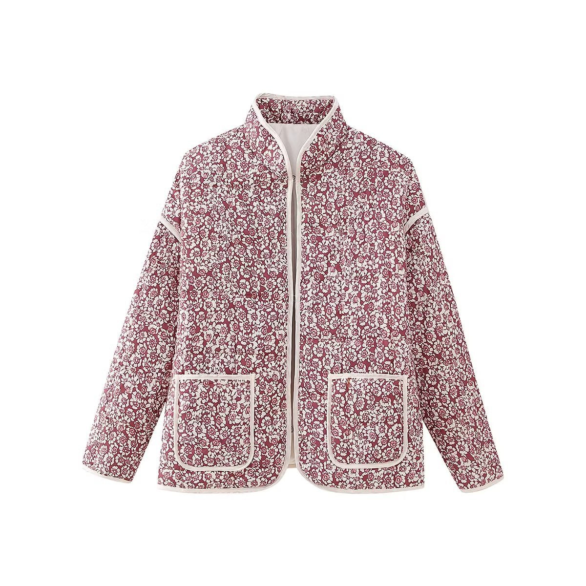 Veste en coton à petits motifs floraux et pince de poche, épaules tombantes