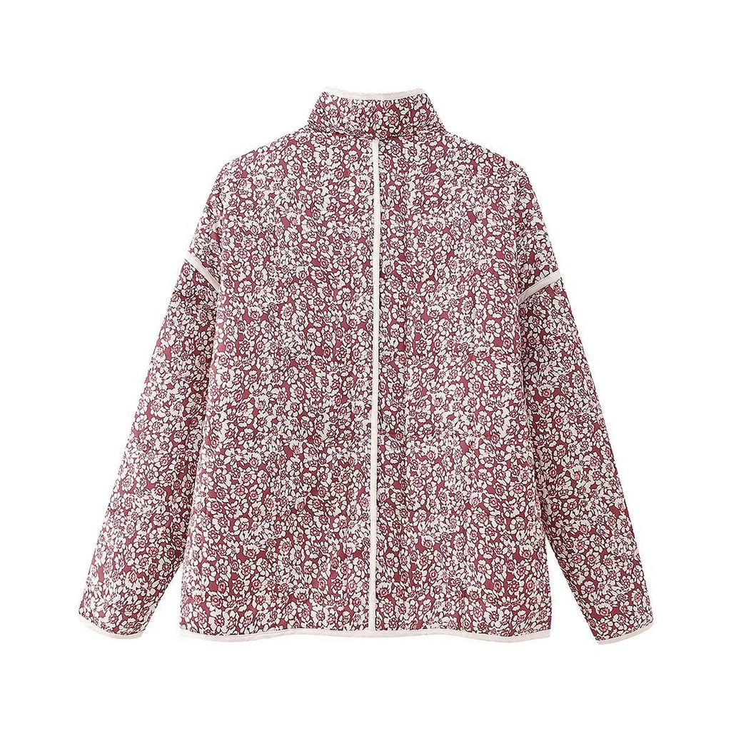 Veste en coton à petits motifs floraux et pince de poche, épaules tombantes