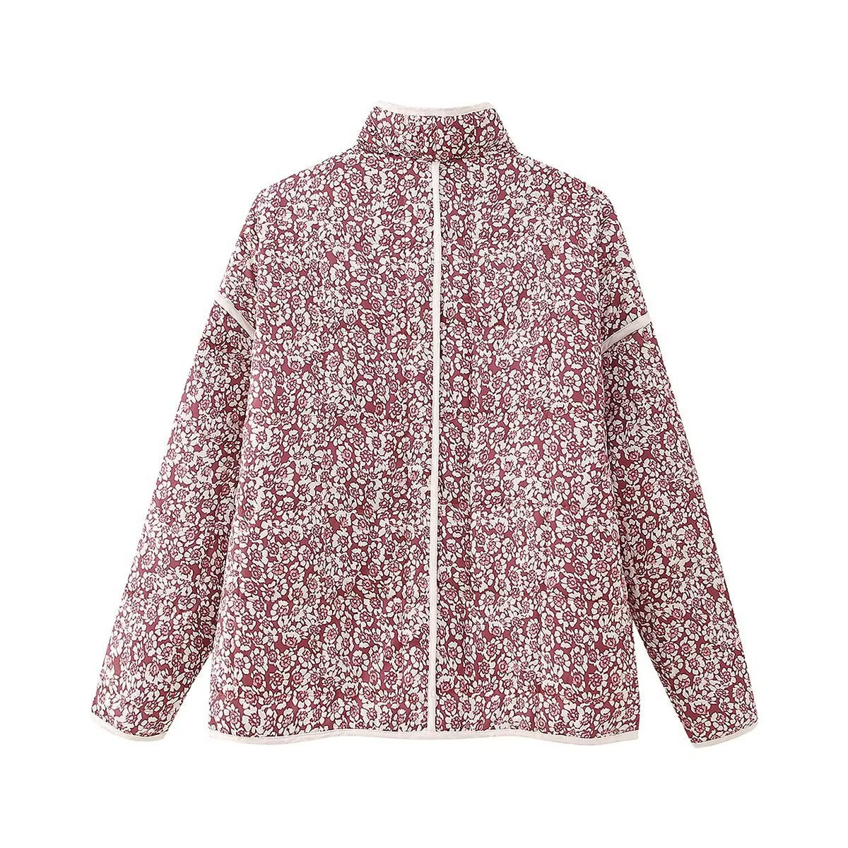 Veste en coton à petits motifs floraux et pince de poche, épaules tombantes