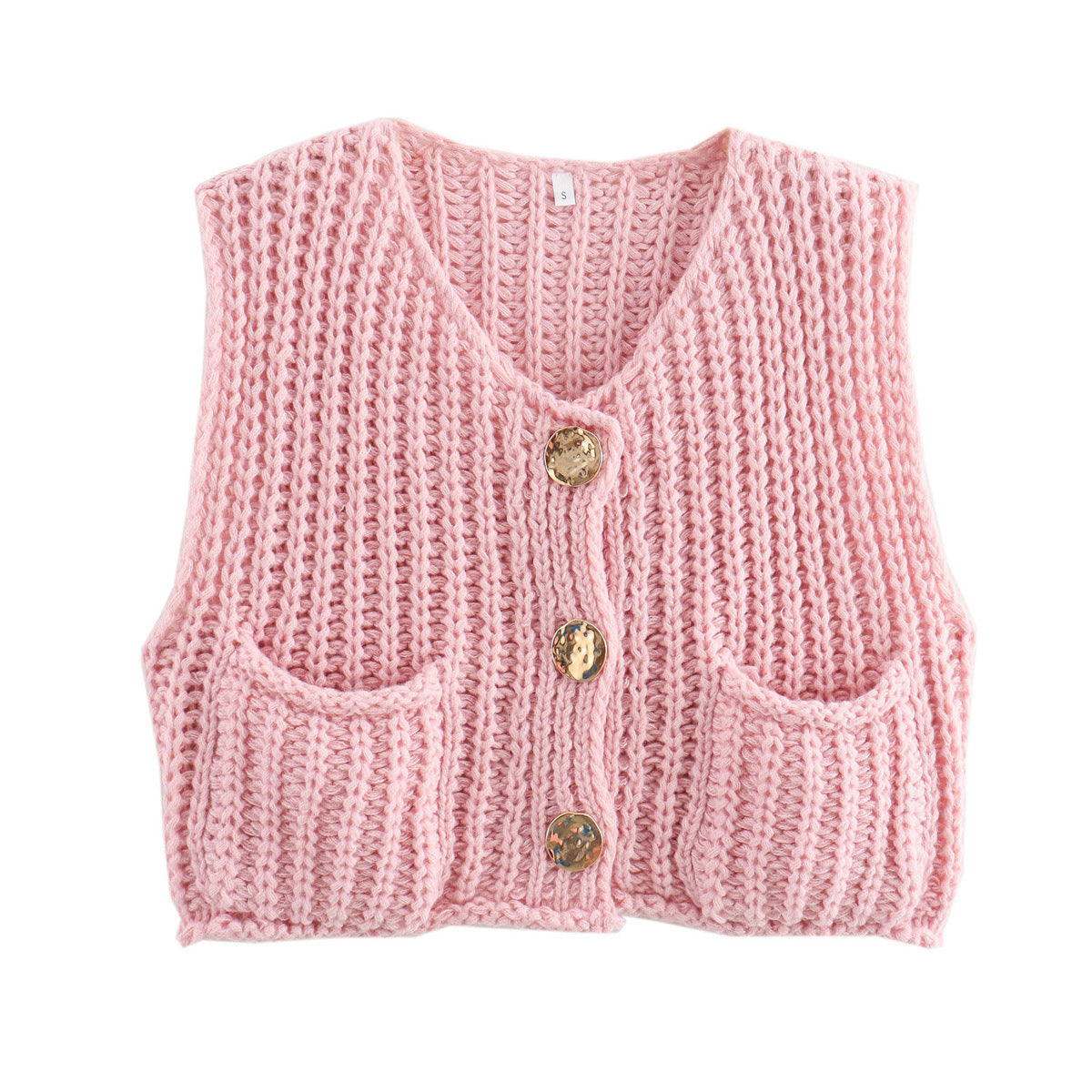 Gilet cardigan en maille unie à gros boutons