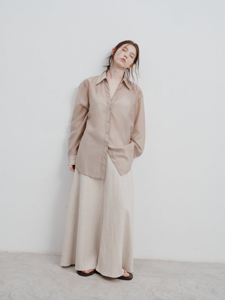 Chemise légère à manches longues avec protection solaire