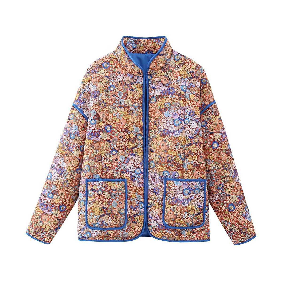 Veste en coton à petits motifs floraux et pince de poche, épaules tombantes
