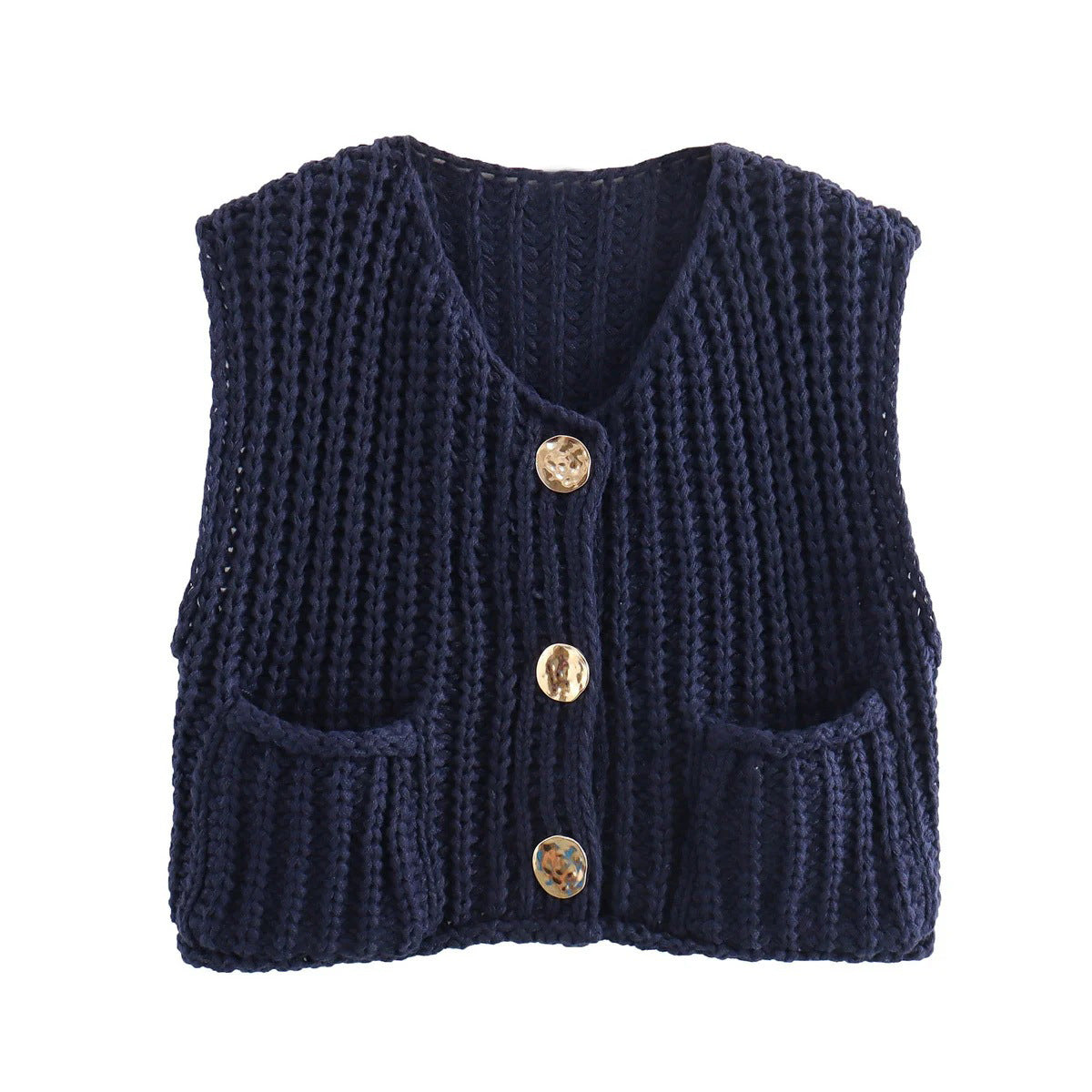 Gilet cardigan en maille unie à gros boutons