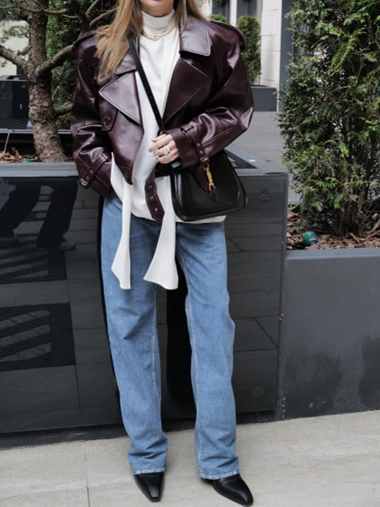 veste en cuir de motard courte