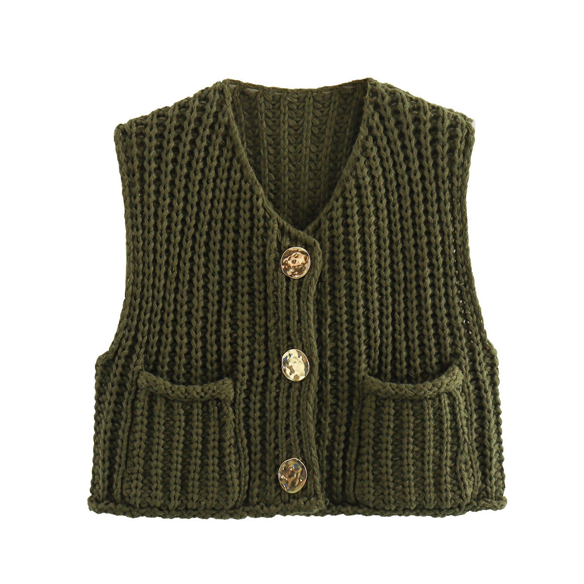 Gilet cardigan en maille unie à gros boutons
