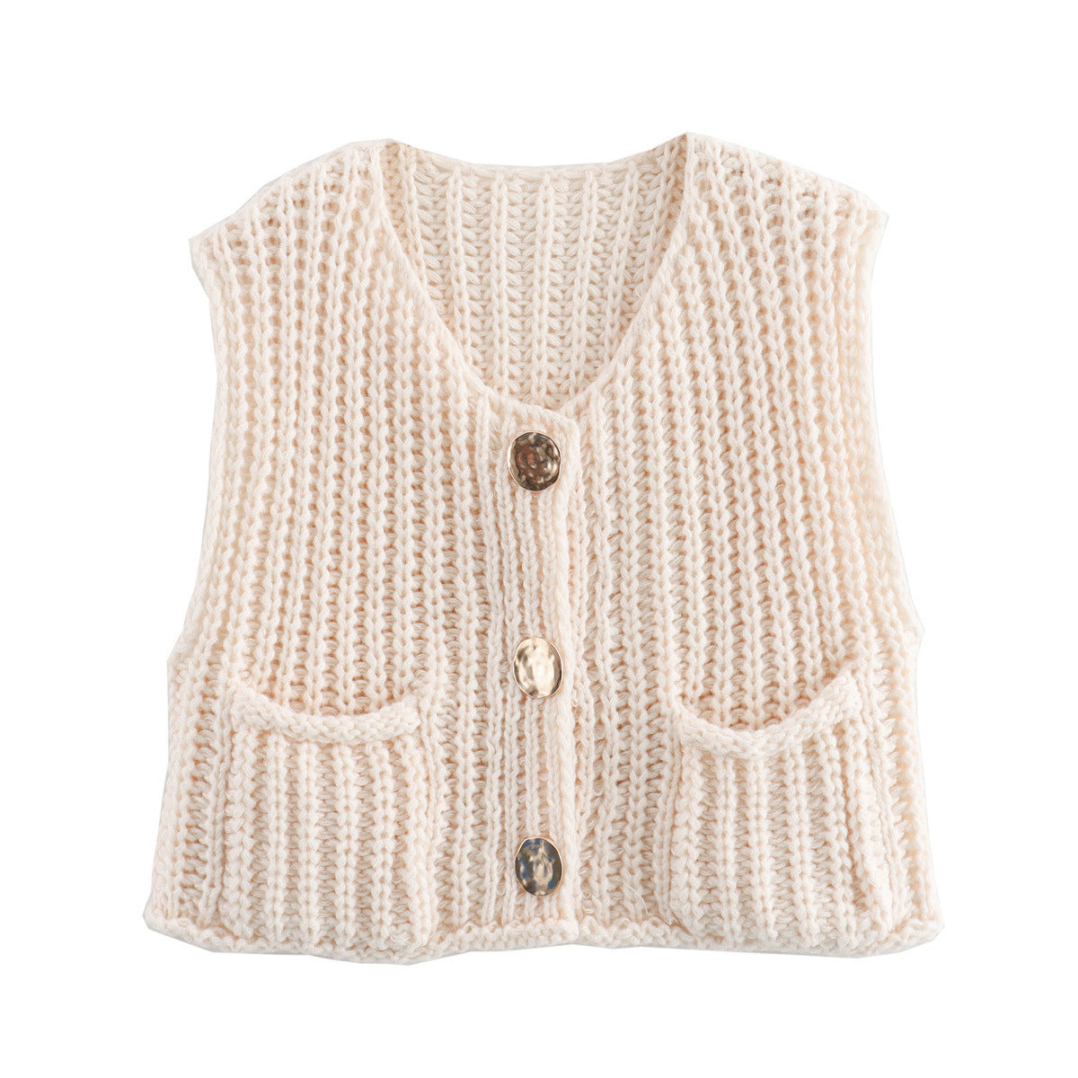 Gilet cardigan en maille unie à gros boutons