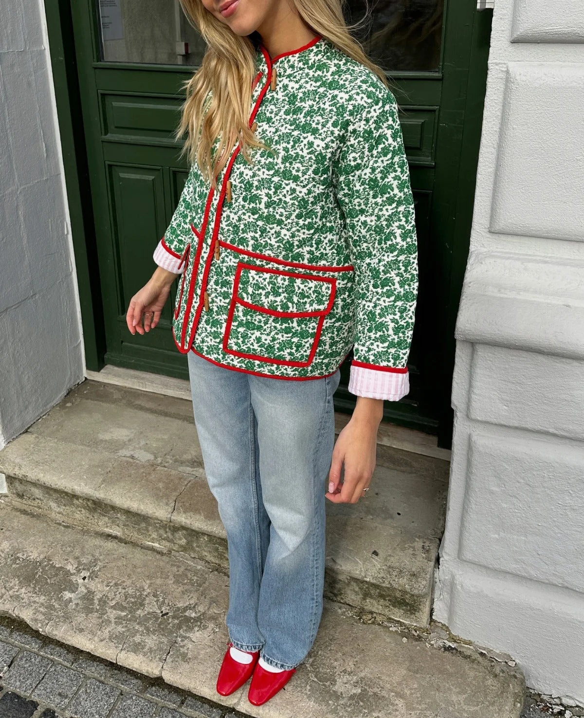 Veste patchwork à imprimé floral