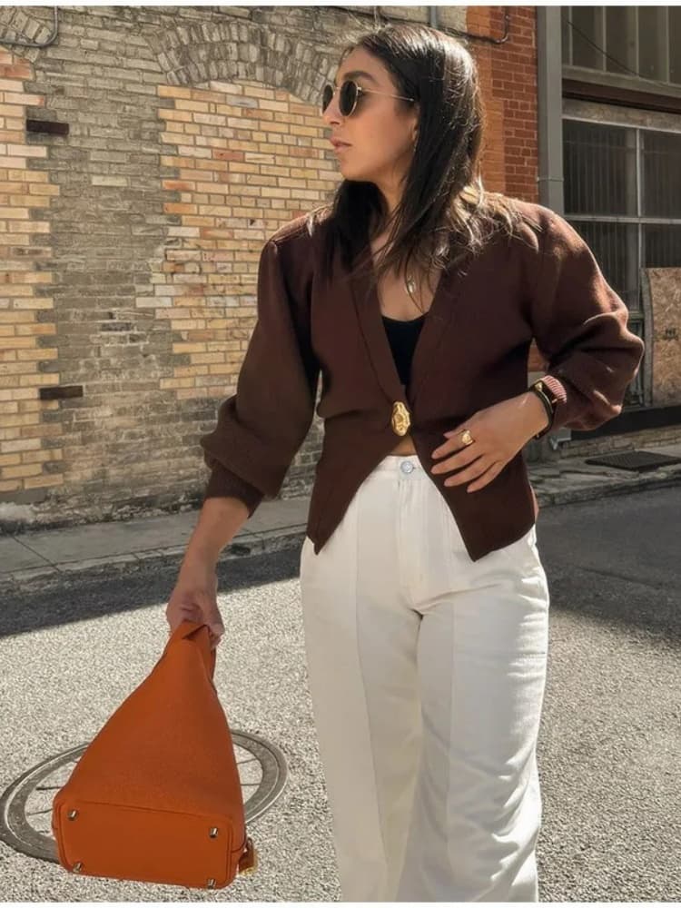 Gilet boutonné à col en V