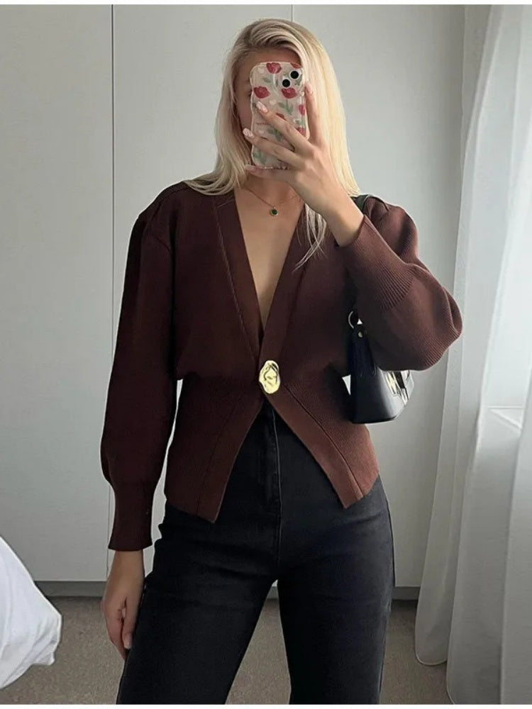 Gilet boutonné à col en V