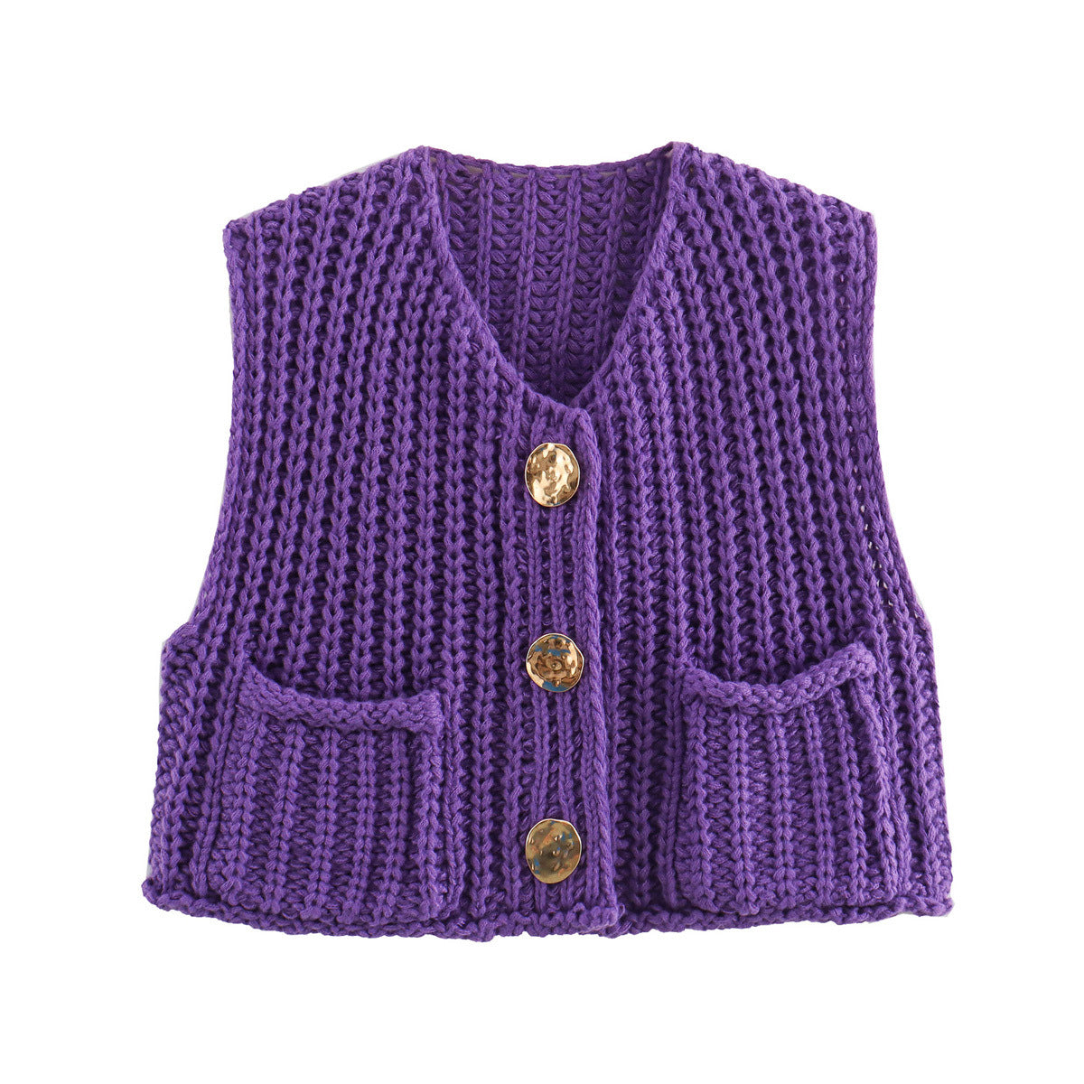 Gilet cardigan en maille unie à gros boutons