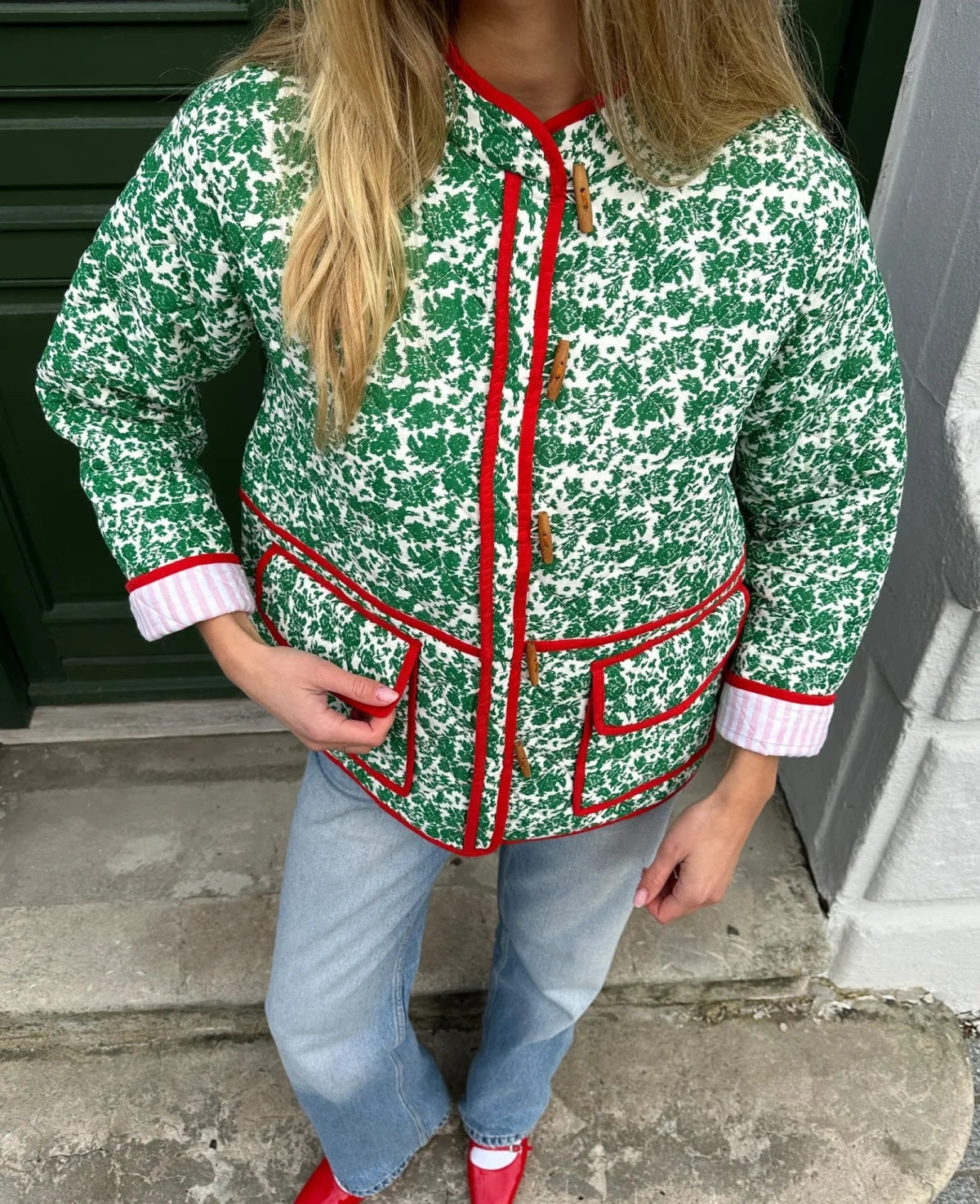 Veste patchwork à imprimé floral