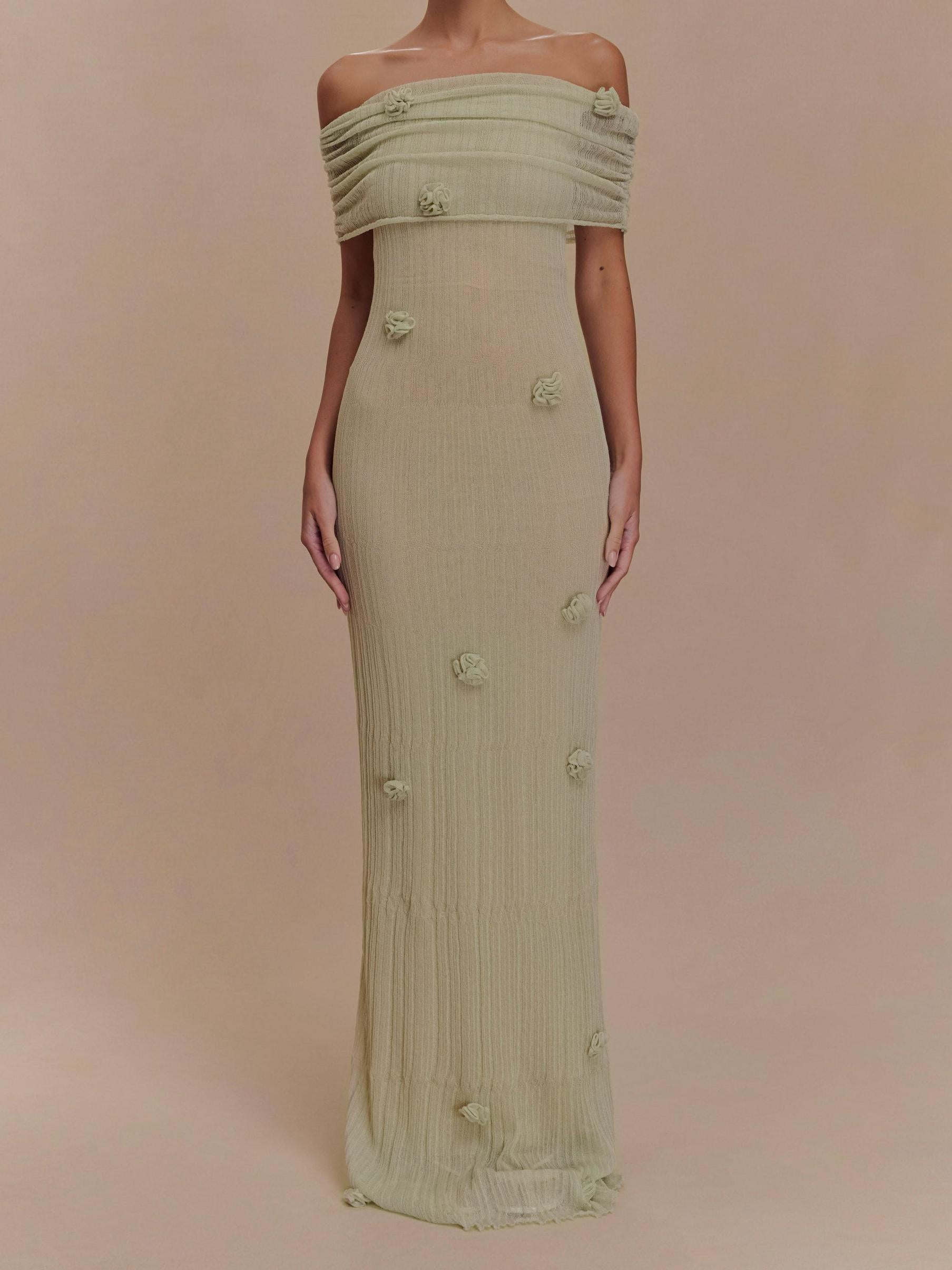 Robe longue en maille orchidée