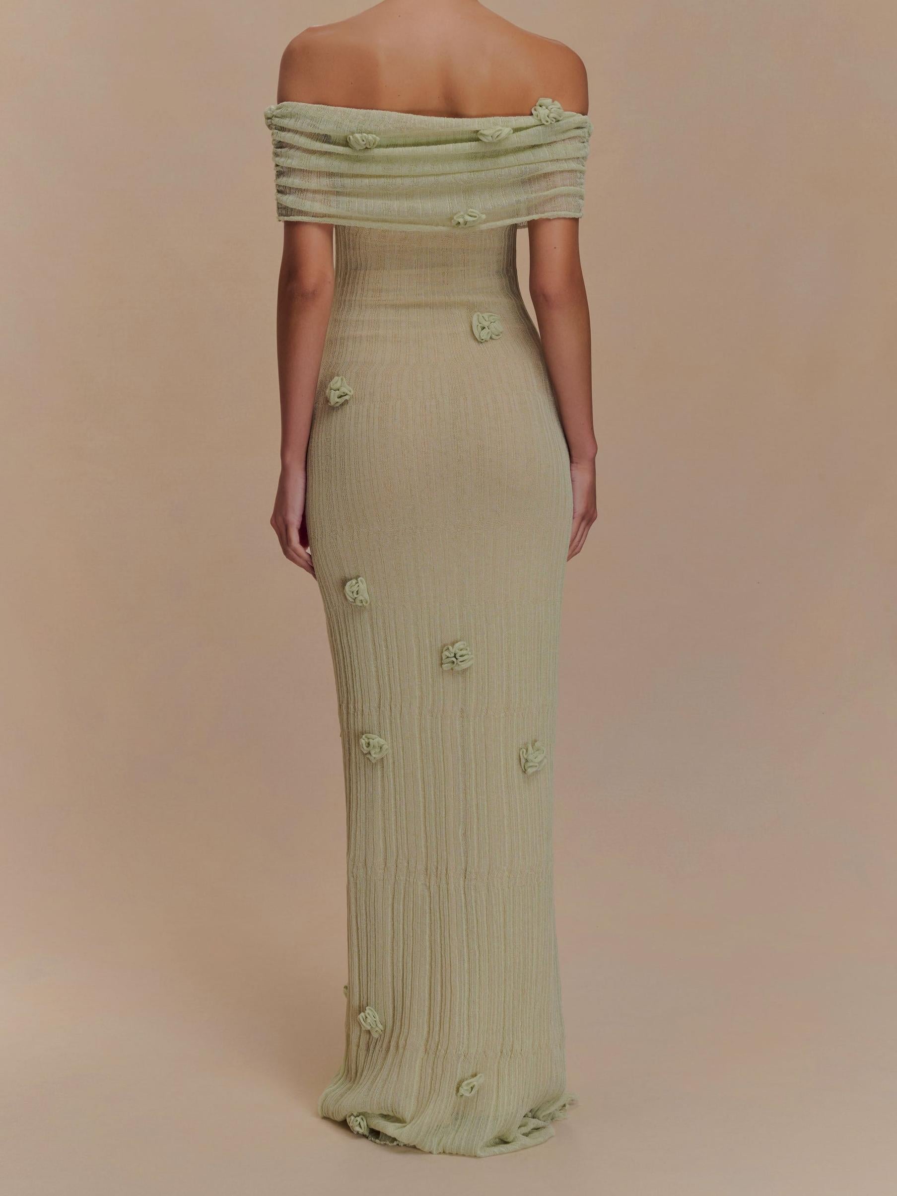 Robe longue en maille orchidée