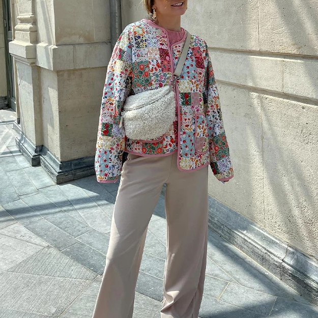 Veste imprimée à motif patchwork
