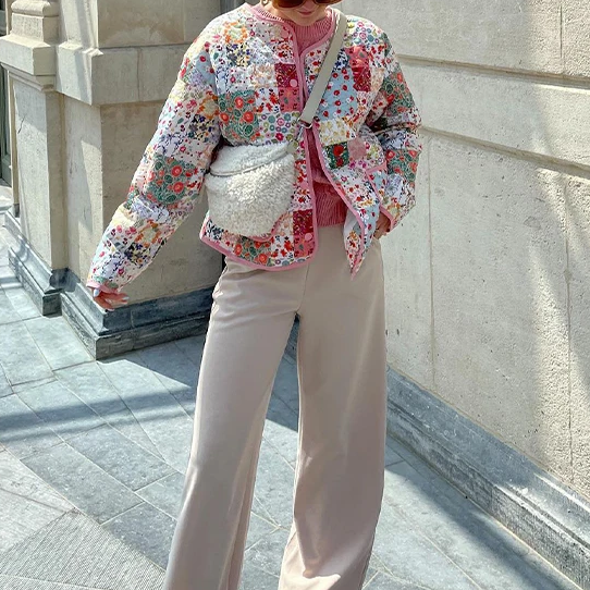 Veste imprimée à motif patchwork