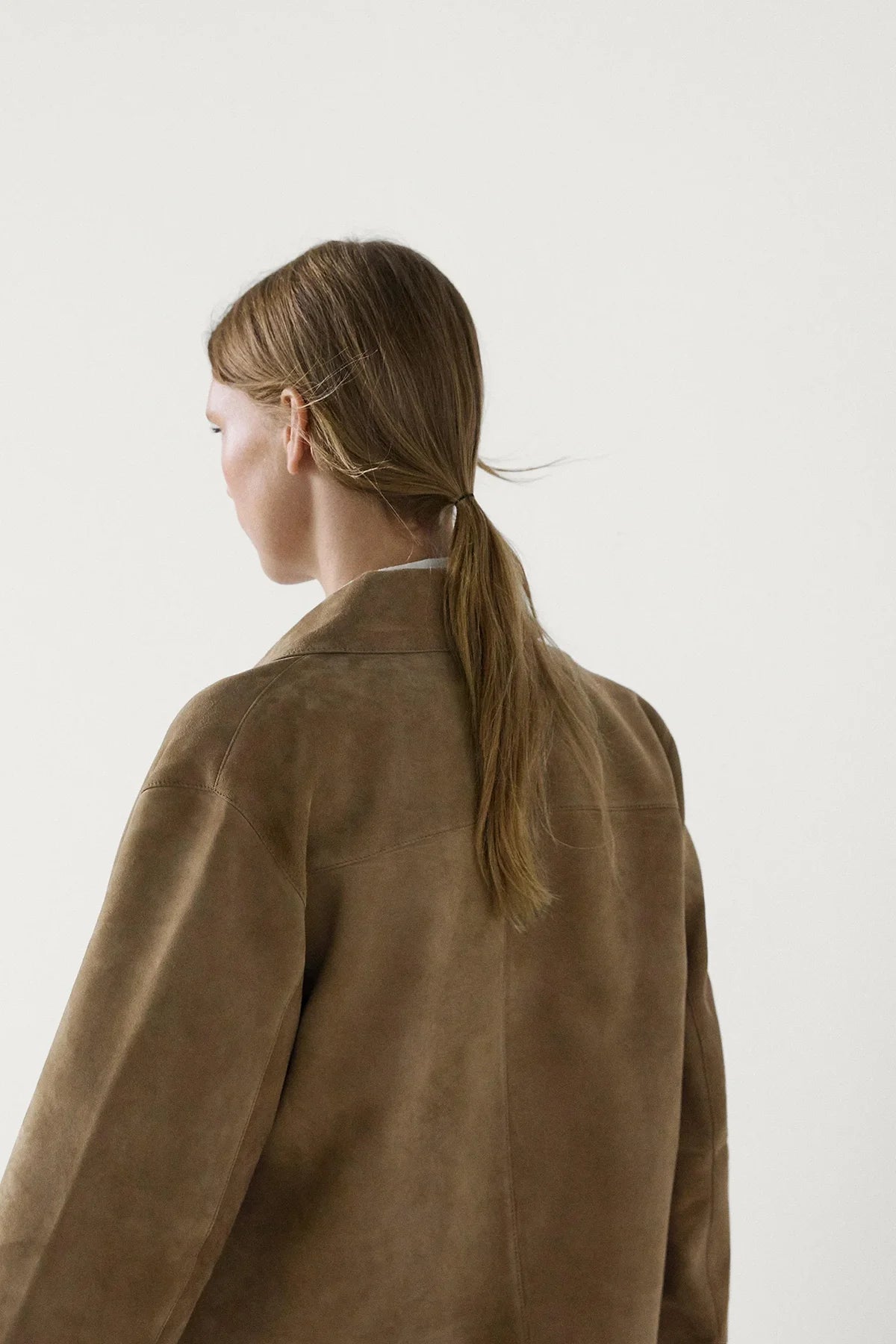 veste en cuir suédé fendu avec poche