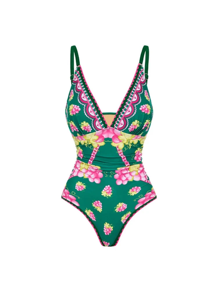 Ensemble maillot de bain une robe maxi à décolleté plongeant et ensemble de maillot de bain