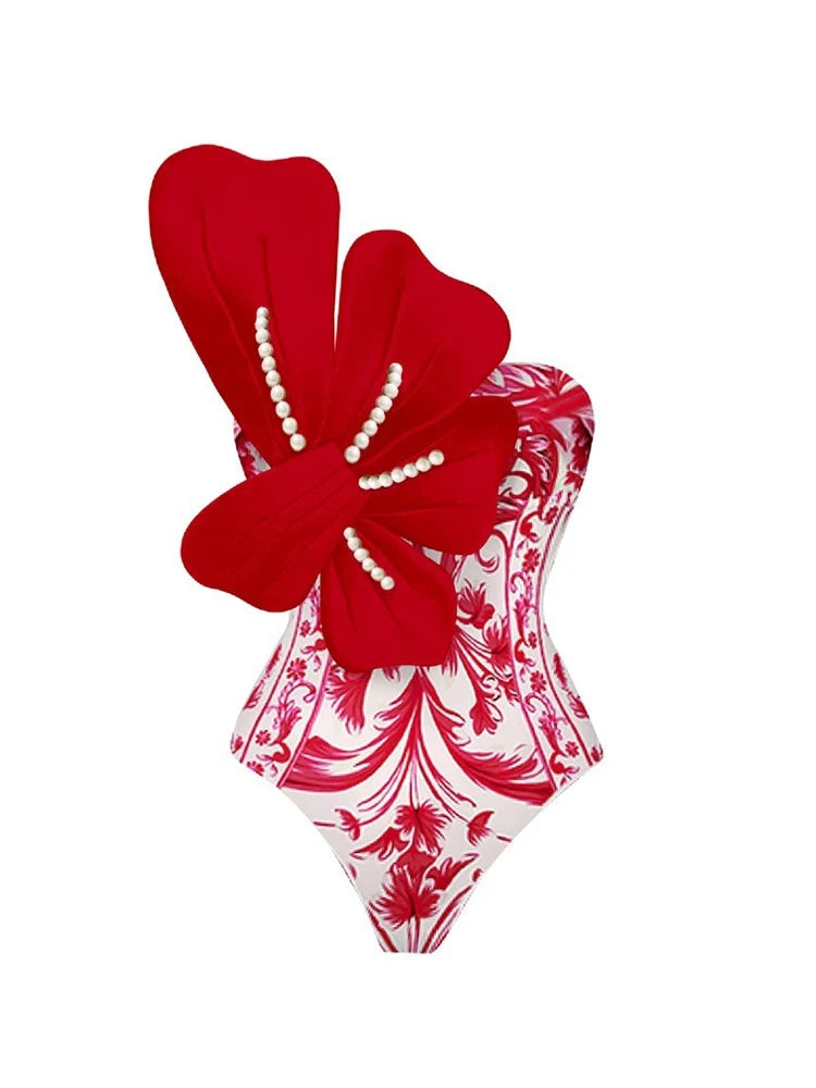 Ensemble de maillot de bain imprimé orné de perles