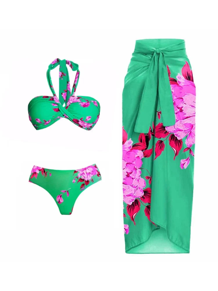 Ensemble bikini sexy imprimé dos nu