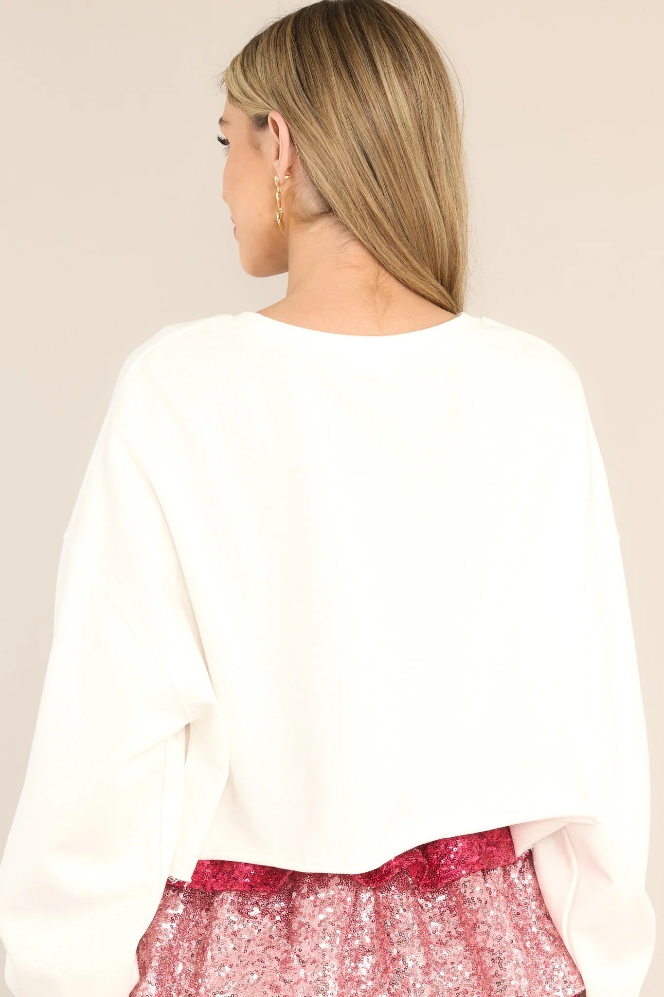 Sweat-shirt court blanc « Je t’ai dit » (XOXO) 