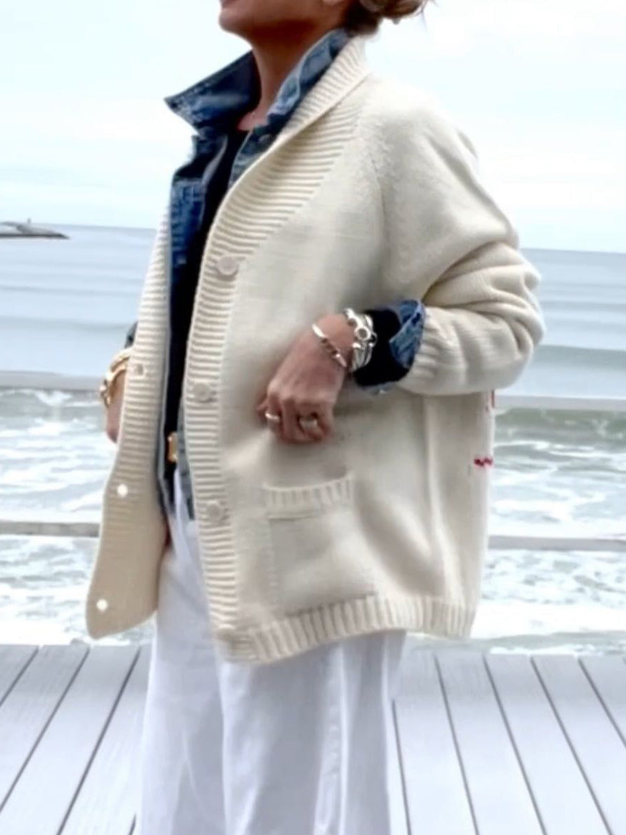 Gilet cardigan amusant à motif homard