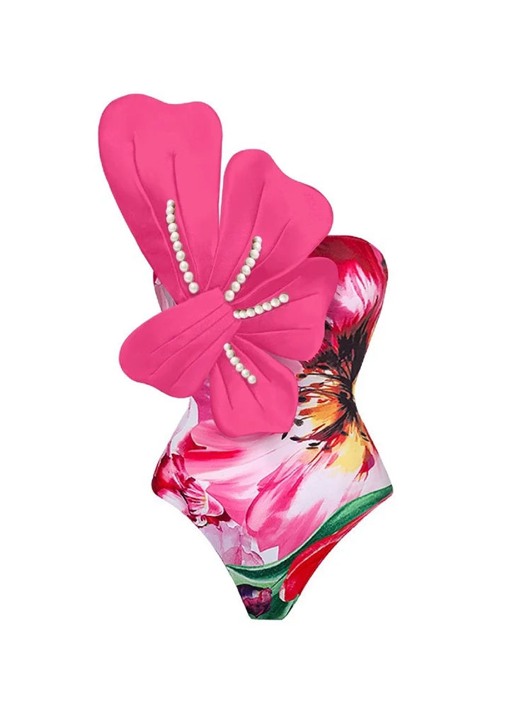 Ensemble de maillot de bain imprimé orné de perles