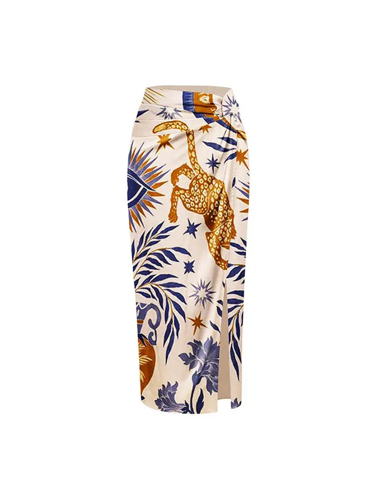 Ensemble bikini à volants et imprimé ethnique pour femmes