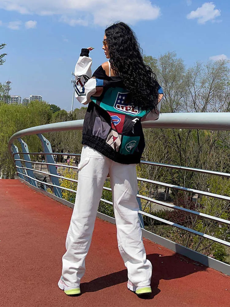 Trench-coat ample à manches longues et blocs de couleur