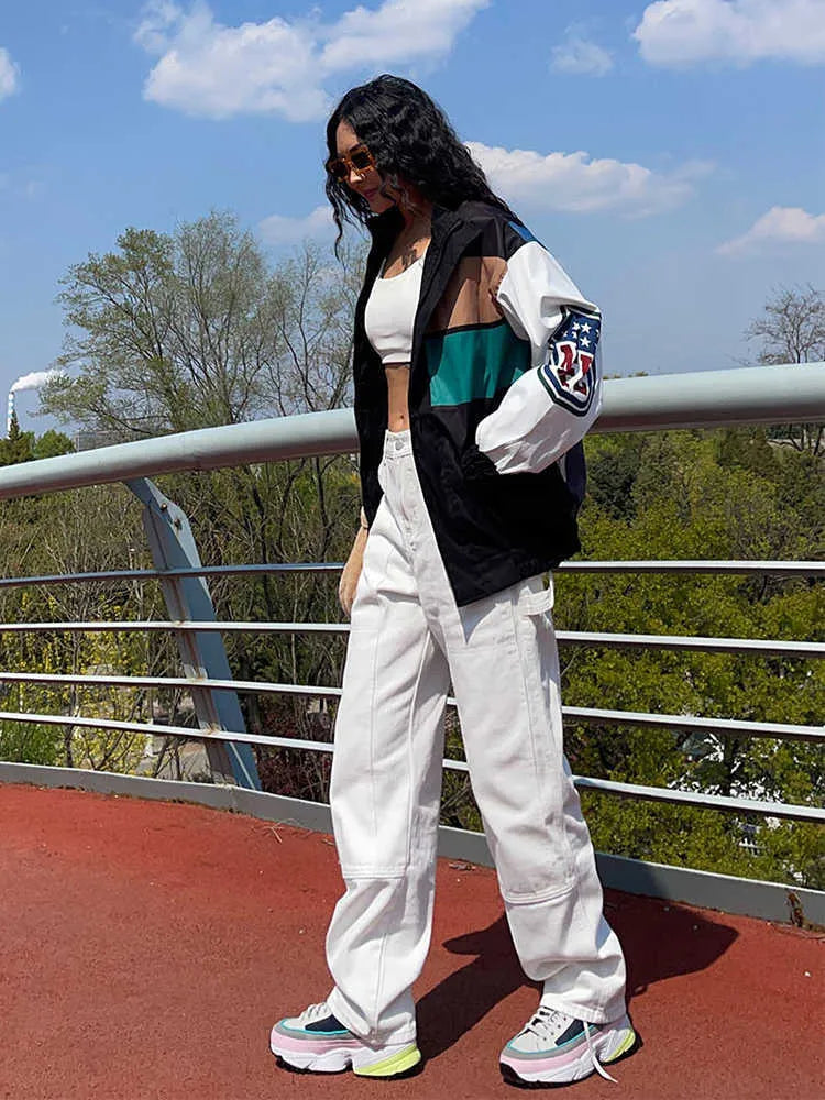 Trench-coat ample à manches longues et blocs de couleur